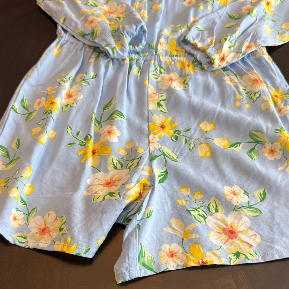 The Children's Place Light Blue Floral Romper